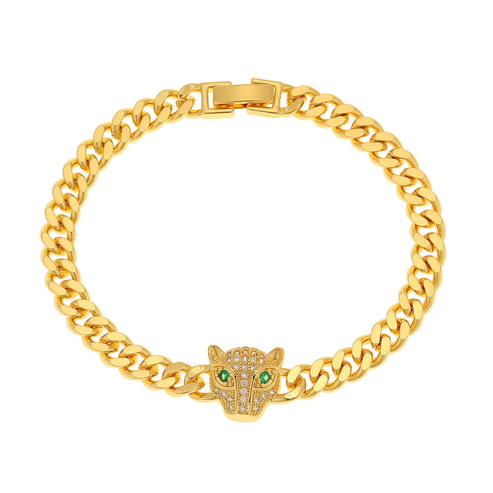 Wholesale Leopard Head Copper Zircon Bracelet